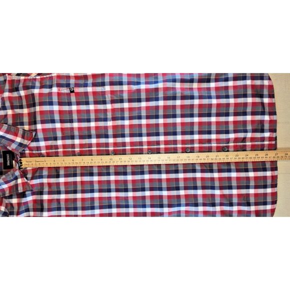Marmot Men’s Plaid Shirt L Red/Blue Short Sleeve Button Up Outdoor Hiking Casual - Picture 12 of 14